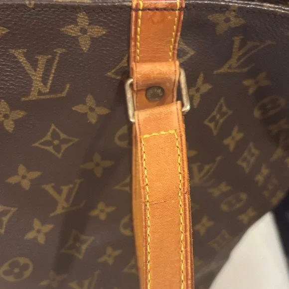 Louis Vuitton Brown Monogram Canvas Tote with Tan Leather Trim - Picture 4 of 10